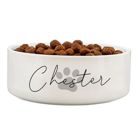 Personalised Grey Paw Print Name Medium Pet Bowl - 14cm - Pet Products at Gift Moments