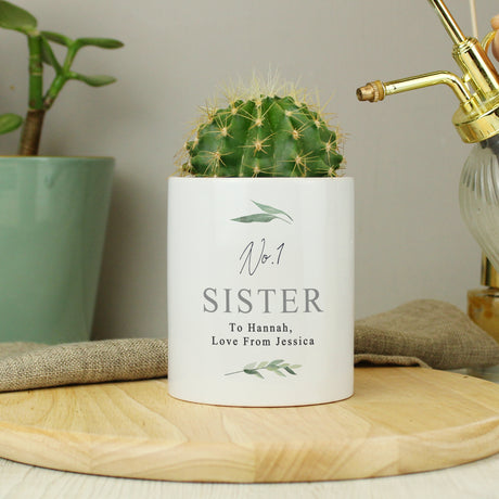 Personalised Free Text Botanical Ceramic Storage Pot - Storage at Gift Moments