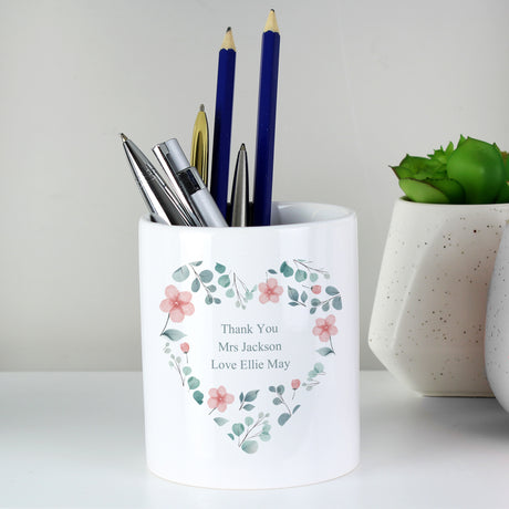 Personalised Floral Heart Ceramic Storage Pot - Storage at Gift Moments