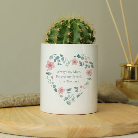 Personalised Floral Heart Ceramic Storage Pot - Storage at Gift Moments