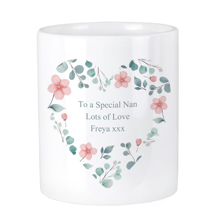 Personalised Floral Heart Ceramic Storage Pot - Storage at Gift Moments