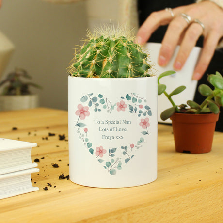 Personalised Floral Heart Ceramic Storage Pot - Storage at Gift Moments