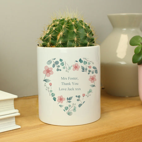 Personalised Floral Heart Ceramic Storage Pot - Storage at Gift Moments