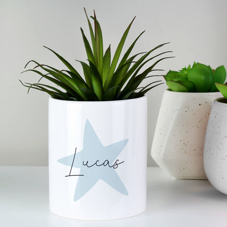 Personalised Blue Star Ceramic Storage Pot - Storage at Gift Moments