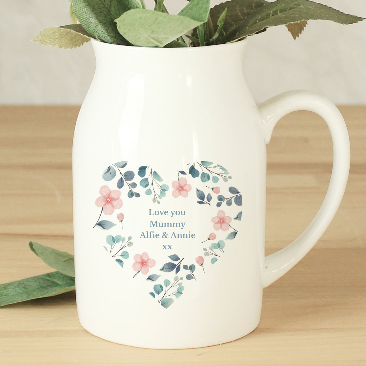 Personalised Floral Heart Flower Jug Vase - Vases at Gift Moments