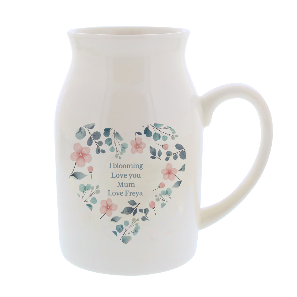 Personalised Floral Heart Flower Jug Vase - Vases at Gift Moments