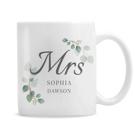 Personalised Botanical Mrs Mug - Mugs at Gift Moments