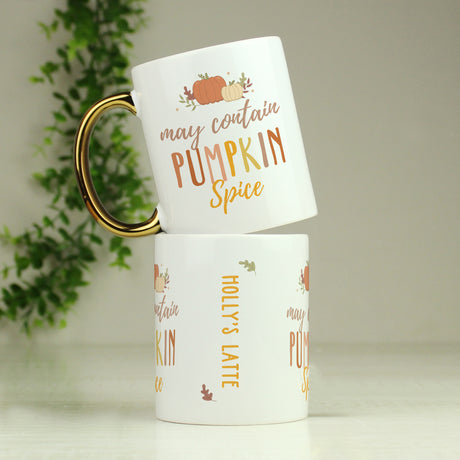 Personalised Pumpkin Spice Gold Handle Mug - Mugs at Gift Moments