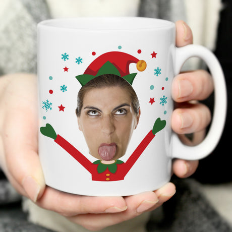 Personalised Photo Upload Christmas Elf Mug - Mugs at Gift Moments