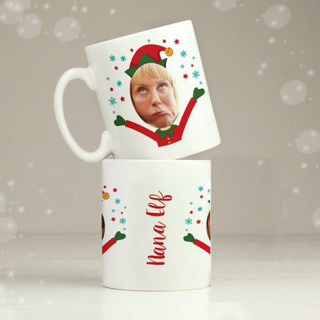 Personalised Photo Upload Christmas Elf Mug - Mugs at Gift Moments