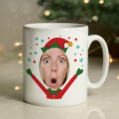 Personalised Photo Upload Christmas Elf Mug - Mugs at Gift Moments