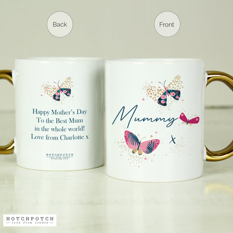 Personalised Hotchpotch Butterfly Gold Handle Mug - Mugs at Gift Moments