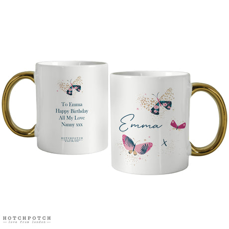 Personalised Hotchpotch Butterfly Gold Handle Mug - Mugs at Gift Moments