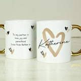 Personalised Hearts Gold Handled Mug Default Title - Mugs at Gift Moments