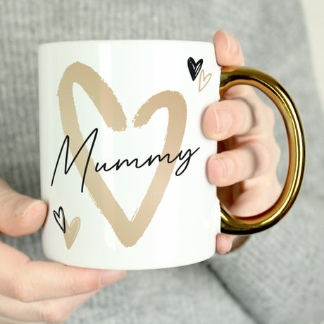 Personalised Hearts Gold Handled Mug - Mugs at Gift Moments