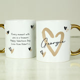 Personalised Hearts Gold Handled Mug - Mugs at Gift Moments