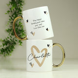 Personalised Hearts Gold Handled Mug - Mugs at Gift Moments