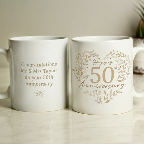 Personalised 50th Golden Wedding Anniversary Mug Default Title - Mugs at Gift Moments