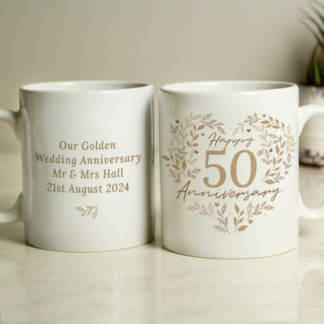 Personalised 50th Golden Wedding Anniversary Mug - Mugs at Gift Moments