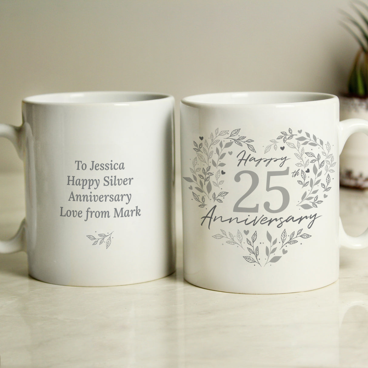 Personalised 25th Silver Wedding Anniversary Mug Default Title - Mugs at Gift Moments