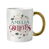 Personalised Believes In Christmas Gold Handled Mug - Mugs at Gift Moments