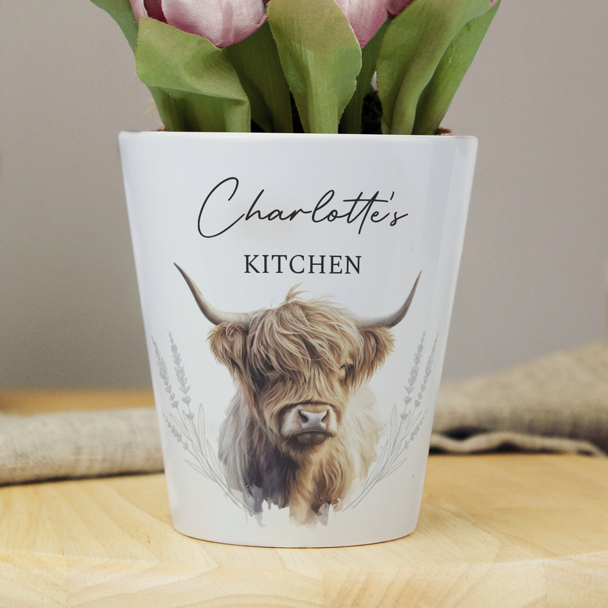 Personalised Highland Cow Plant Pot Default Title - Vases & Plant Pots at Gift Moments