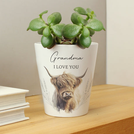 Personalised Highland Cow Plant Pot - Vases & Plant Pots at Gift Moments