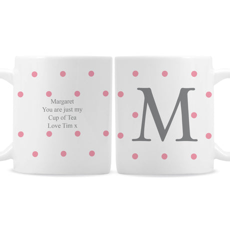 Personalised Monogram Pink Spot Mug - Mugs at Gift Moments