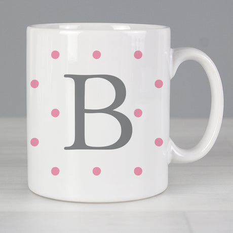 Personalised Monogram Pink Spot Mug - Mugs at Gift Moments