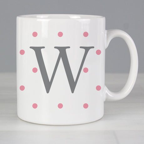 Personalised Monogram Pink Spot Mug - Mugs at Gift Moments