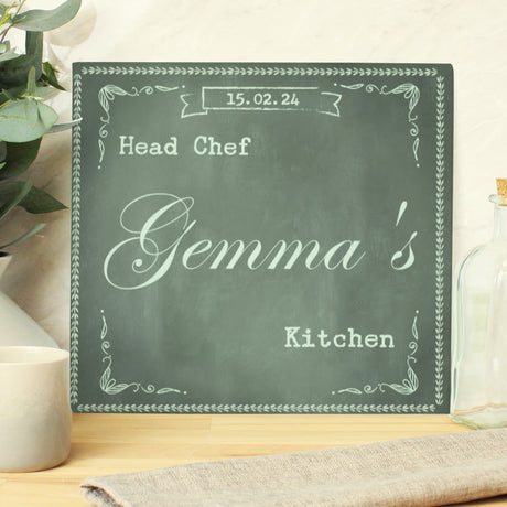 Personalised Family Chalk Glass Chopping Board/Worktop Saver - Chopping Boards at Gift Moments