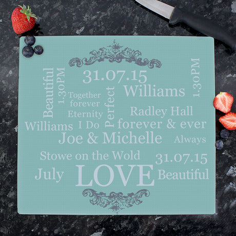 Personalised Typography Glass Chopping Board/Worktop Saver - Chopping Boards at Gift Moments