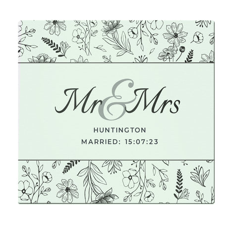 Personalised Mr & Mrs Botanical Glass Chopping Board/Worktop Saver - Chopping Boards at Gift Moments