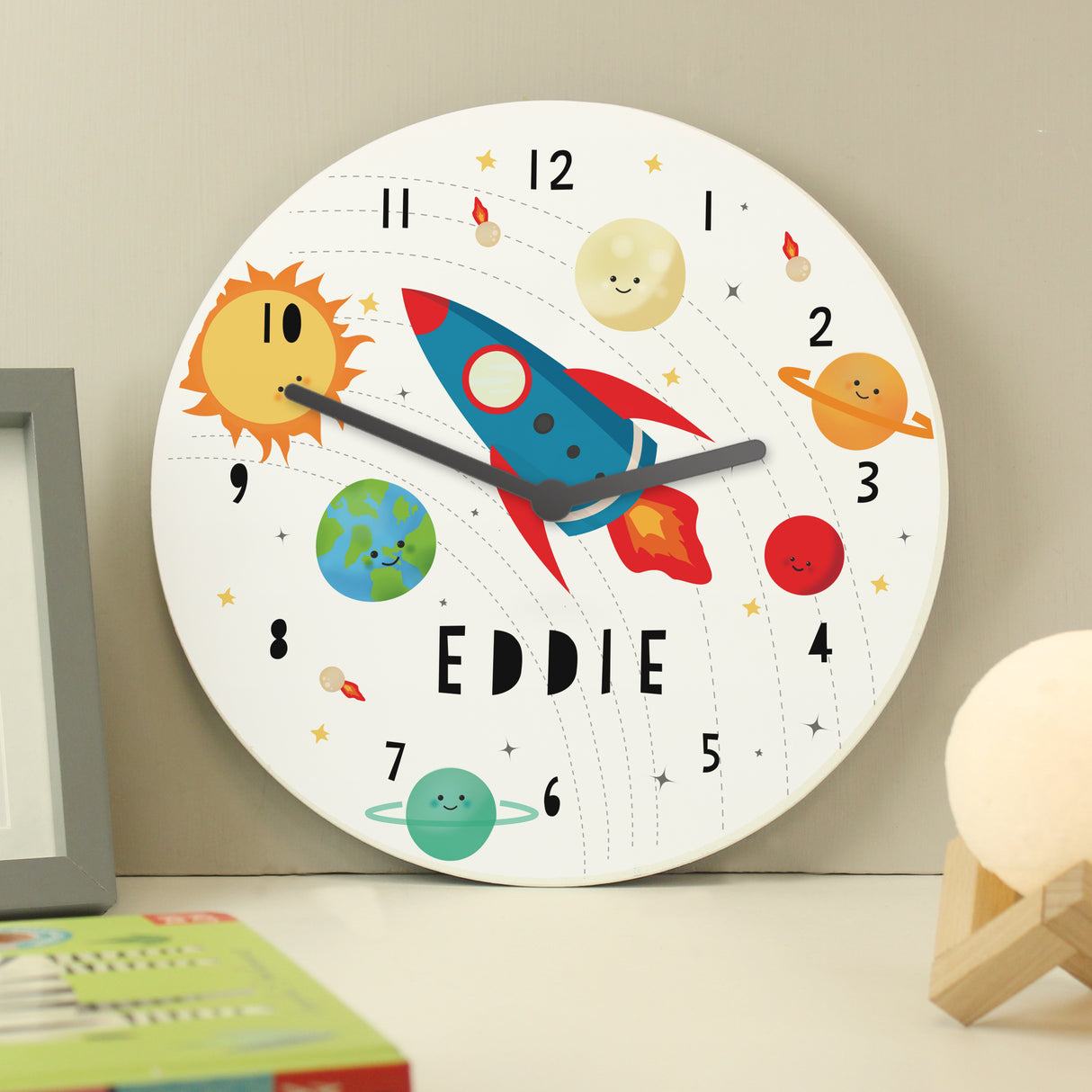 Personalised Rocket Wooden Wall Clock: 3 - Clocks By Gift Moments