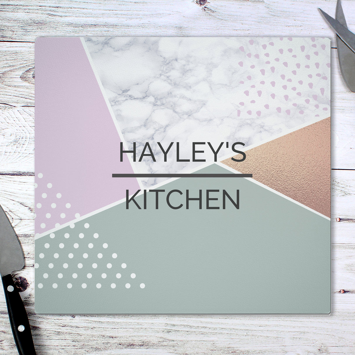 Personalised Geometric Glass Chopping Board/Worktop Saver Default Title - Chopping Boards at Gift Moments