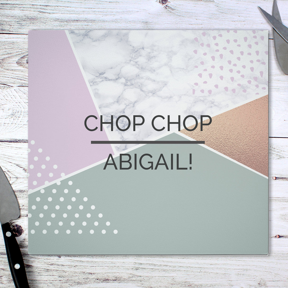 Personalised Geometric Glass Chopping Board/Worktop Saver - Chopping Boards at Gift Moments