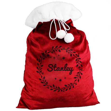 Personalised Holly Red Christmas Sack - Christmas Sacks at Gift Moments