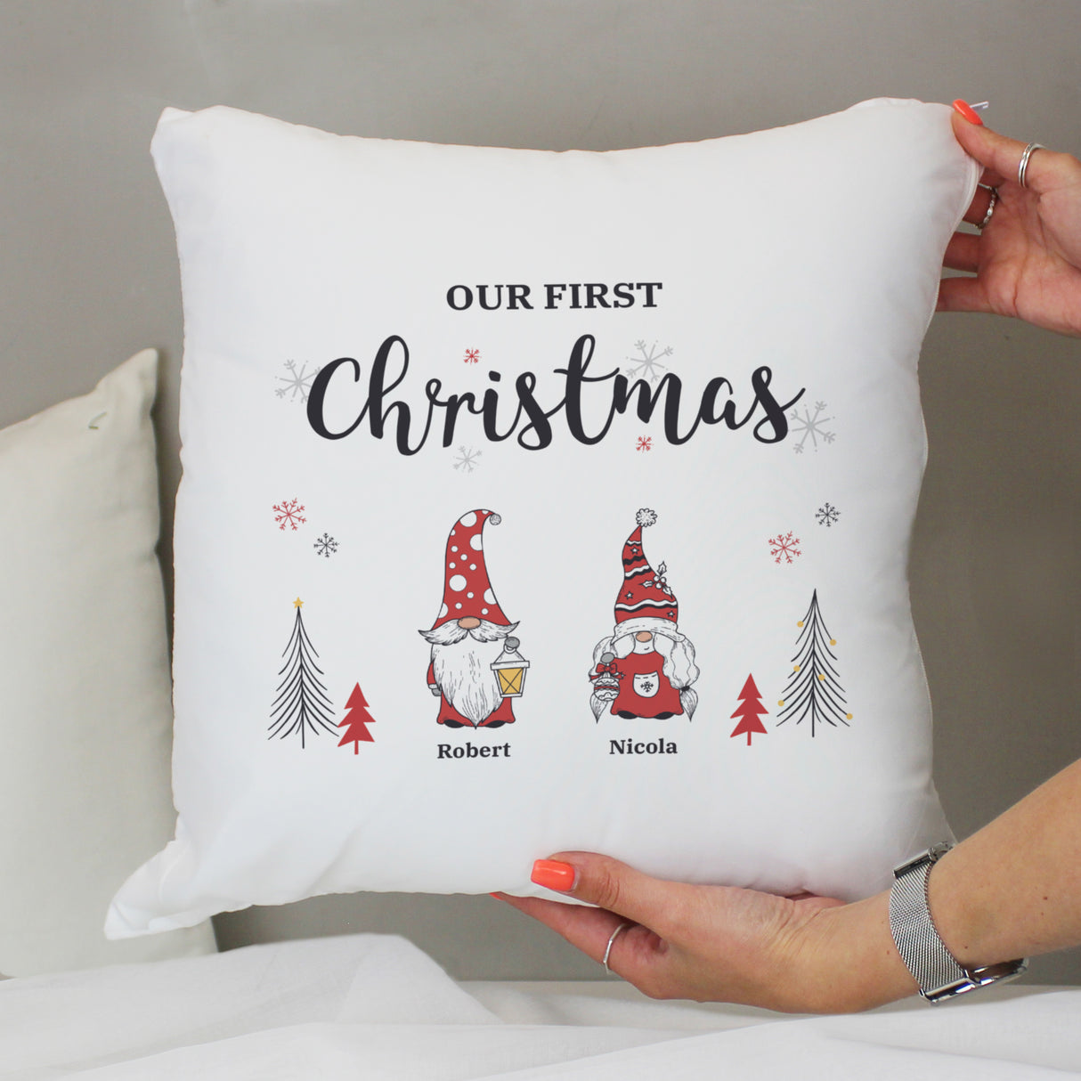 Personalised Gonk Family Christmas Cushion - Cushions at Gift Moments