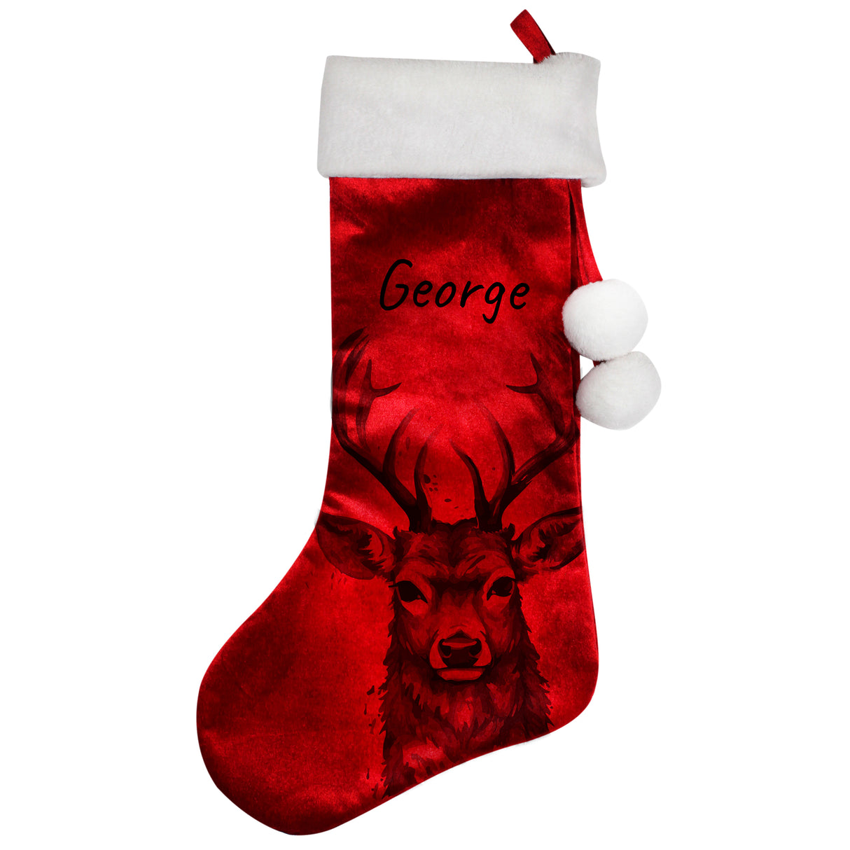 Personalised Stag Red Stocking - Christmas Stockings at Gift Moments