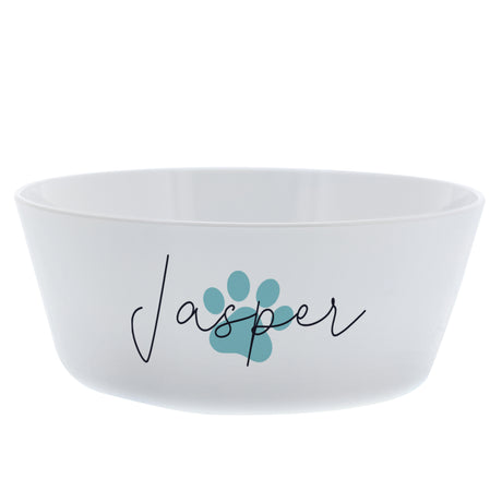 Personalised Blue Pawprint Plastic Cat Bowl - Pet Products at Gift Moments