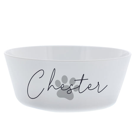 Personalised Grey Pawprint Plastic Cat Bowl - Pet Products at Gift Moments