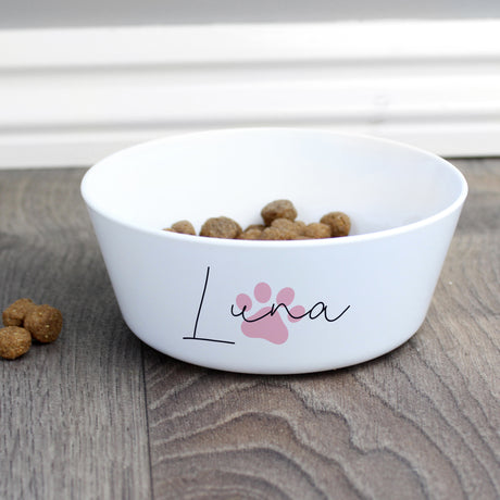 Personalised Pink Paw Print Cat Bowl - Pet Products at Gift Moments