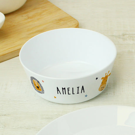 Personalised Safari Animals Plastic Children's Breakfast Set - Tableware at Gift Moments