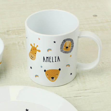 Personalised Safari Animals Plastic Children's Breakfast Set - Tableware at Gift Moments