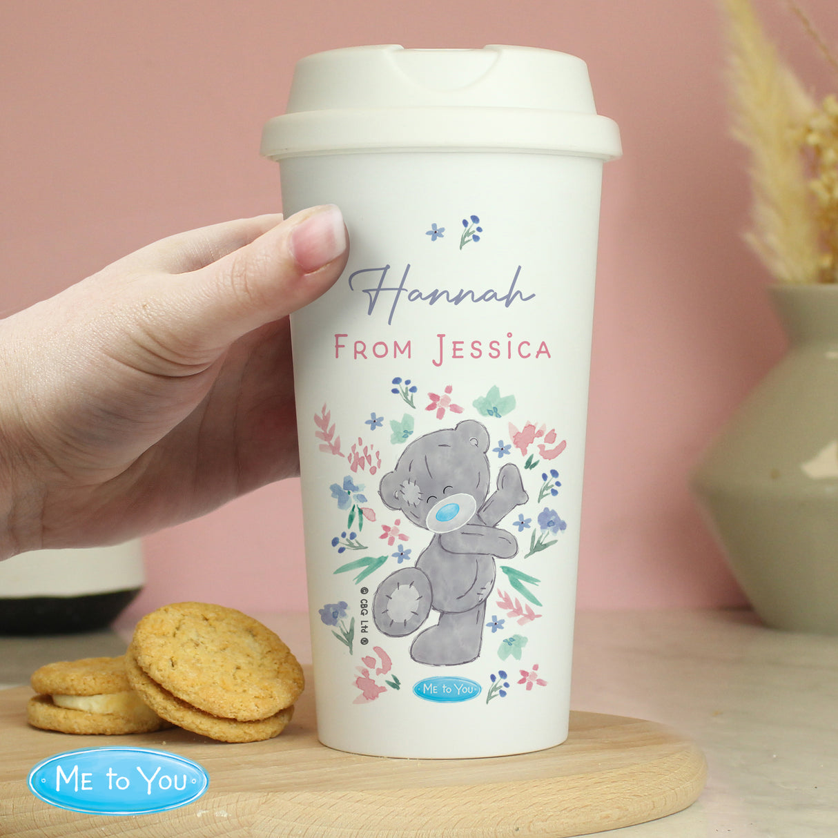 Personalised Me To You Floral Insulated Reusable Eco Travel Cup - Travel Mugs at Gift Moments