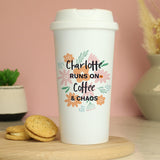 Personalised Floral Travel Mug Default Title - Travel Mugs at Gift Moments