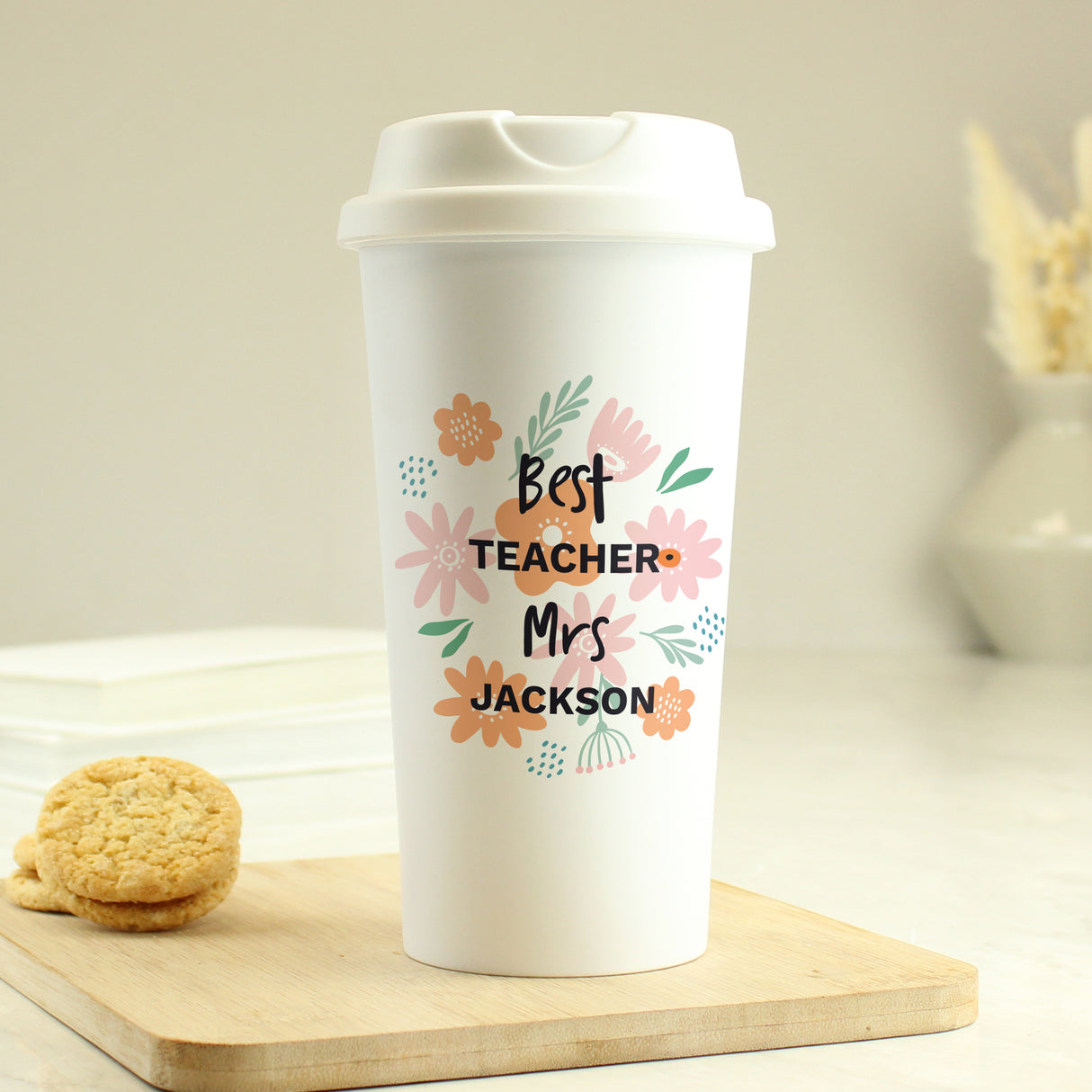 Personalised Floral Travel Mug - Travel Mugs at Gift Moments