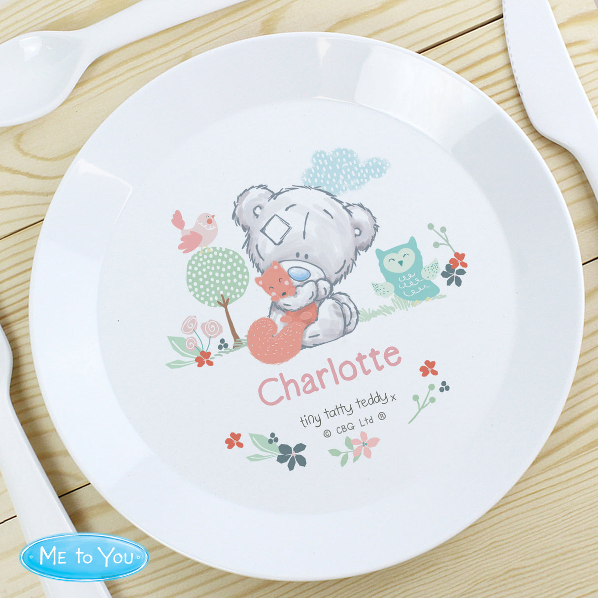 Personalised Tiny Tatty Teddy Woodland Animal Plate: 3 - Plates