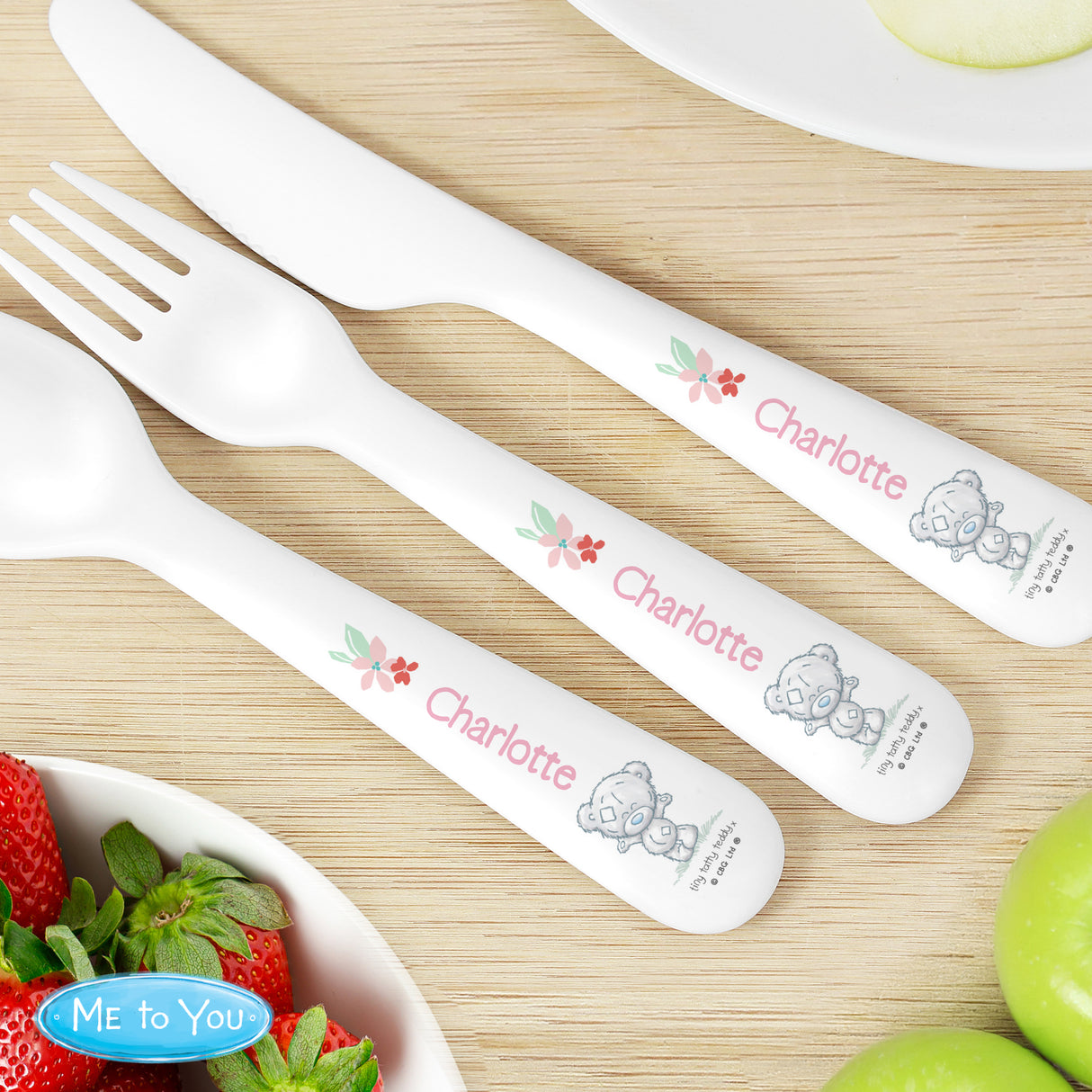 Personalised Tiny Tatty Teddy Woodland Animal Cutlery Set: 4 - Cutlery Sets