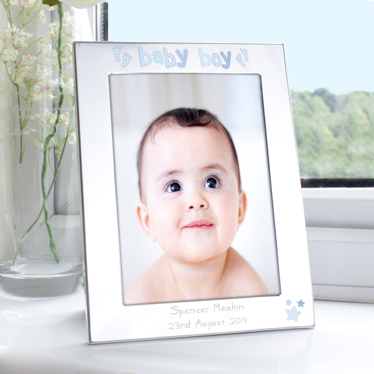 Personalised Silver Baby Boy Photo Frame 5x7: 1 - Photo Frames By Gift Moments